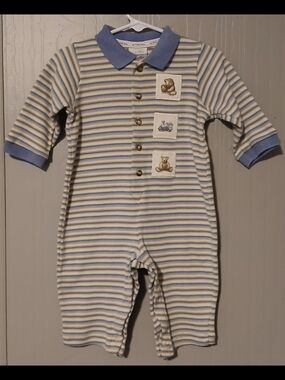 Carters Vintage Boys 6-9 Months Teddy Bear Train Romper